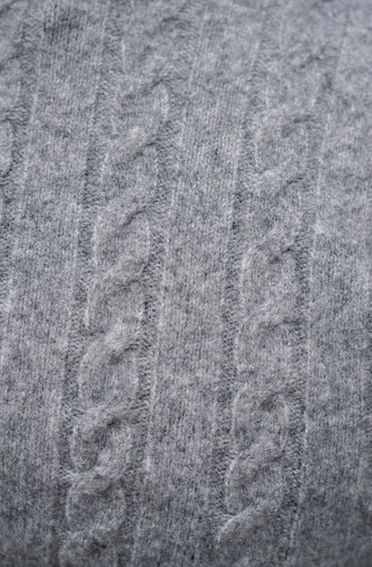 Soft Cable Crew Neck Sweater in Mid Grey
